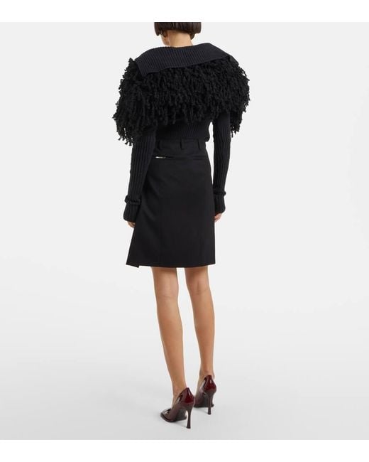 The Attico Black Midi Skirt With Front Slits