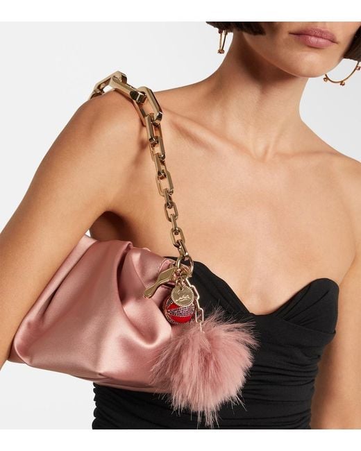 Christian Louboutin Pink Eva Small Crepe Satin Clutch