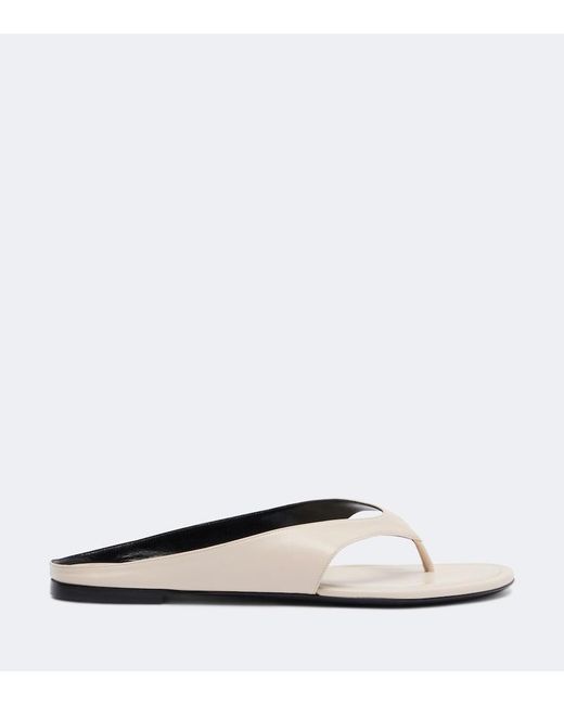 Herbert Levine White Sunkissed Leather Thong Sandals