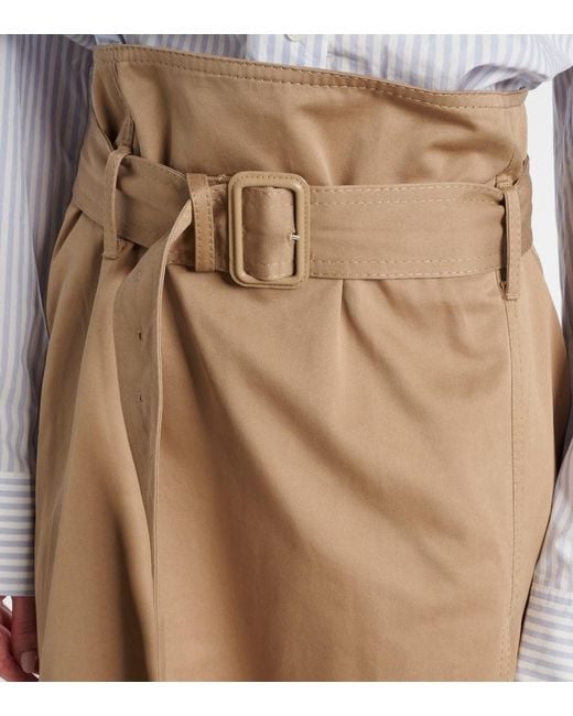 Acne Natural Innara Belted Cotton Twill Midi Skirt