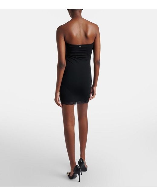Gucci Black Lace-Trimmed Jersey Minidress