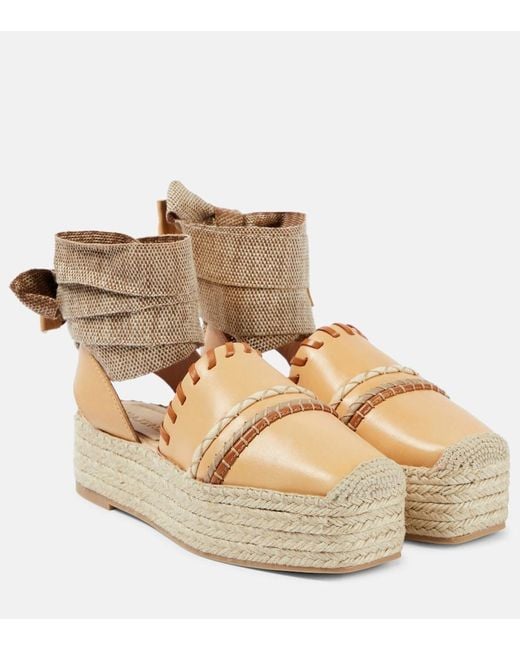 Ulla Johnson Natural Leather Platform Espadrilles
