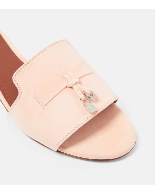 Loro Piana Pink Summer Charms Suede Sandals