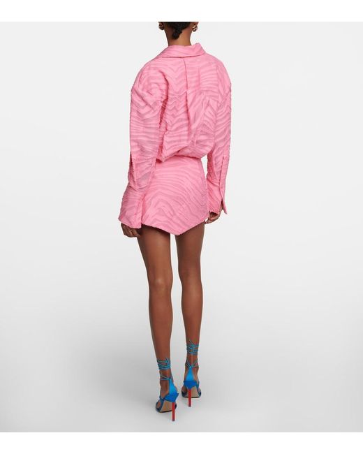 The Attico Pink Silvye Zebra-Print Fil Coupe Minidress