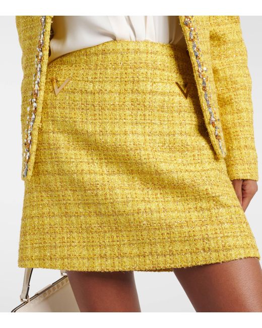 Mini-jupe VGold en tweed Valentino en coloris Yellow