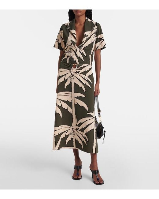 Johanna Ortiz Green Cropped Printed Terry Shirt