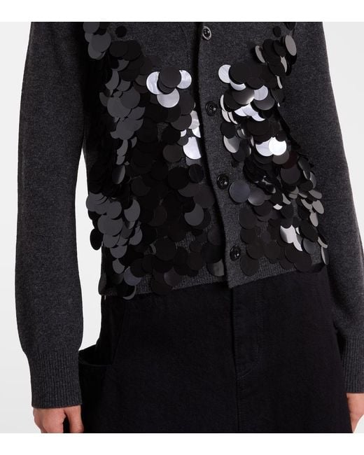Sacai Gray Sequined Wool Cardigan