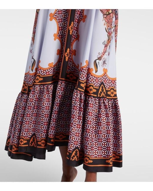 LaDoubleJ Red San Pietro Printed Silk Maxi Dress