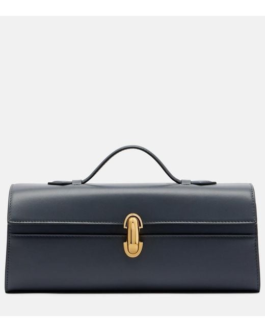 SAVETTE Blue Symmetry Slim Leather Top-Handle Bag