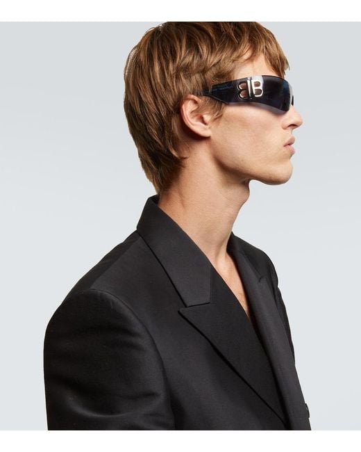 Balenciaga Blue Bossy Shield Sunglasses for men