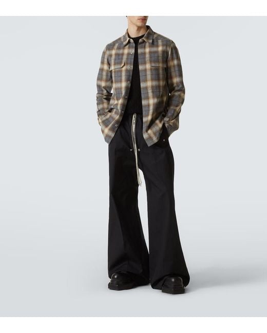 Rick Owens Gray Plaid Cotton Shirt for men