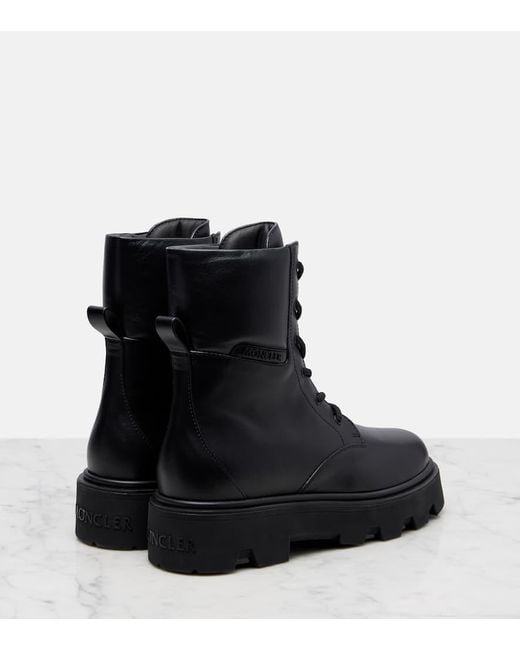 Moncler Black Schnuerstiefel Aurea Aus Leder