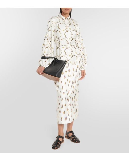 Gabriela Hearst White Mauri Printed Silk Twill Maxi Dress