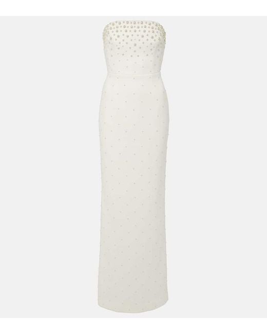 Rebecca Vallance White Bridal Theresa Faux Pearl-embellished Gown
