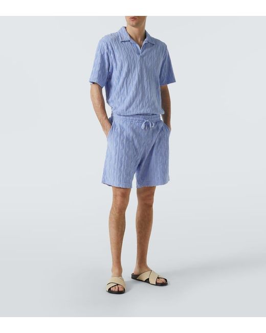 Frescobol Carioca Blue Faustino Cotton Terry Polo Shirt for men