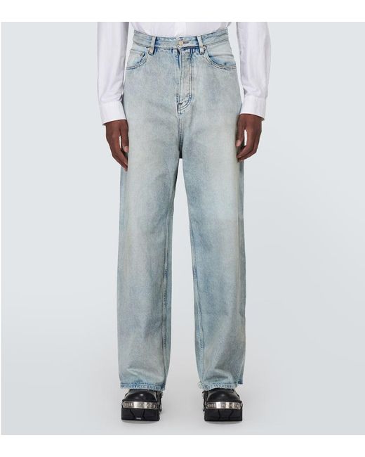 Balenciaga Distressed Wide-Leg Jeans in Blue für Herren