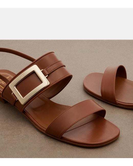 Roger Vivier Brown Belle Vivier Leather Slingback Sandals