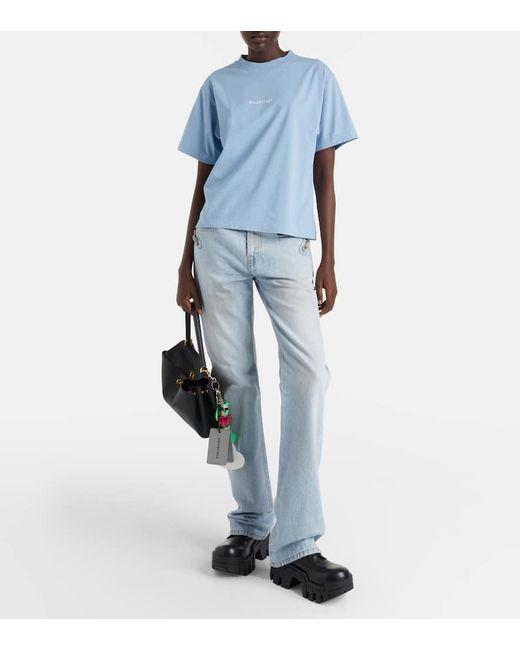 Camiseta De Jersey De Algodon Con Logo Balenciaga de color Blue