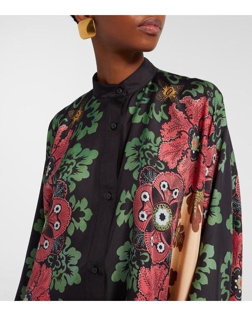 LaDoubleJ Red Foulard Printed Silk Twill Shirt