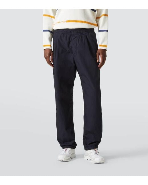 Stone Island Blue Logo Embroidered Cotton Sweatpants for men