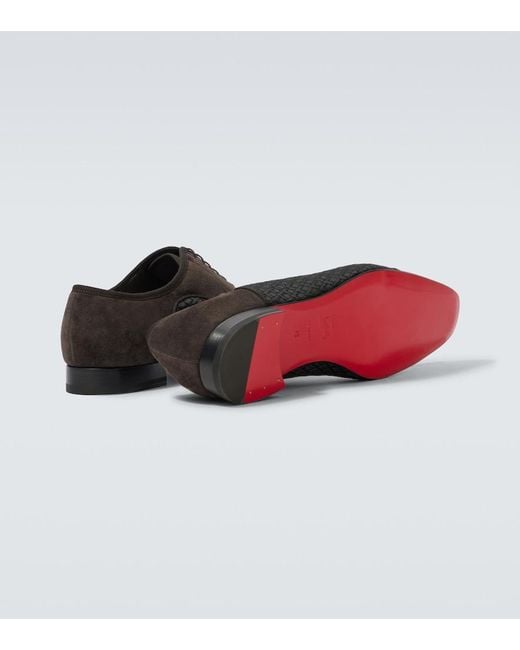 Christian Louboutin Black Greggo Leather-Trimmed Oxford Shoes for men