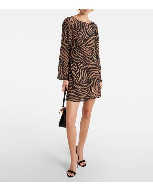 Vestido Corto Ridley De Seda Estampado Rixo de color Brown