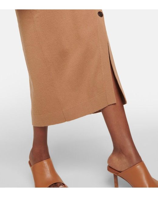 Jardin Des Orangers Brown Cashmere And Wool Midi Skirt