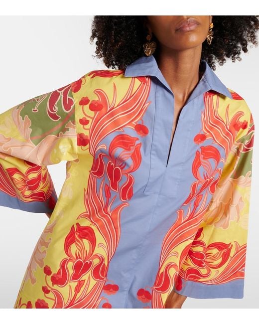 Etro Orange Printed Cotton-Blend Shirt