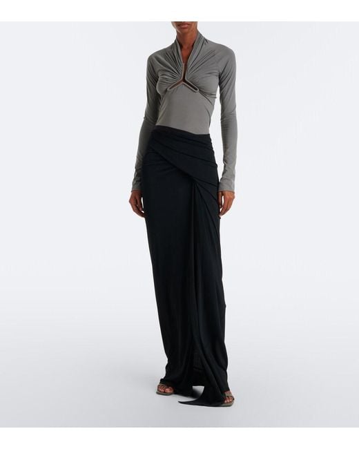 Rick Owens Gray Allanah Gathered Jersey Top