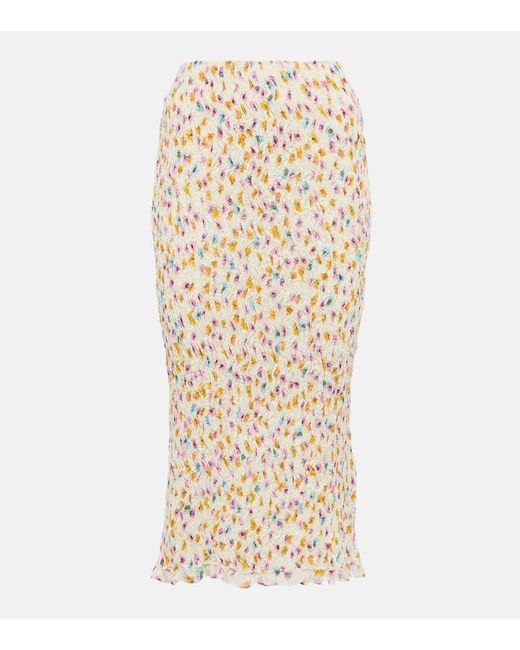 Dorothee Schumacher Natural Floral Plisse Midi Skirt