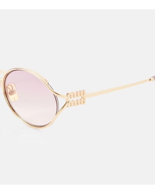 Miu Miu Pink Mu 52Ys Oval Sunglasses
