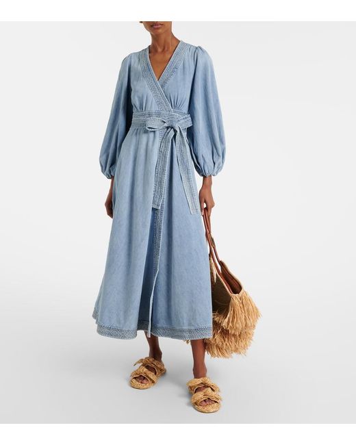 Zimmermann Blue Indra Denim Wrap Dress