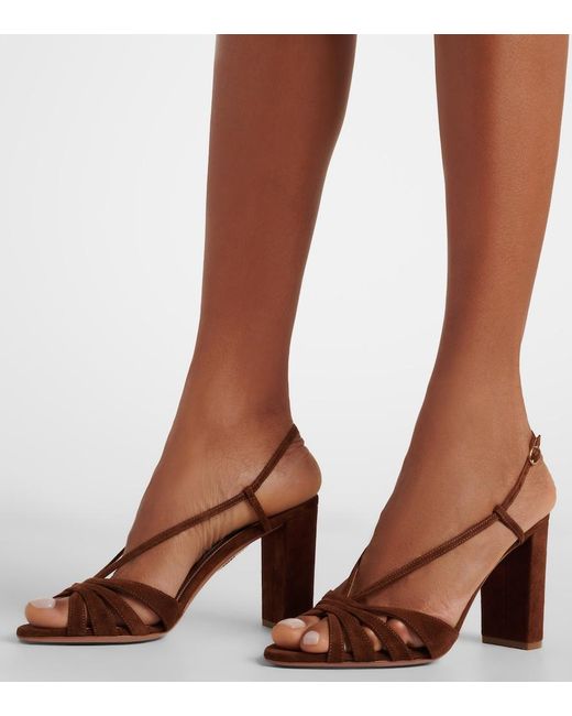Aquazzura Brown Aimee 85 Suede Sandals