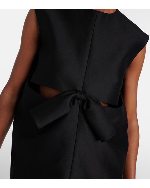 Balenciaga Black Cutout Crepe Satin Midi Dress