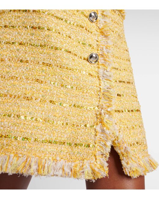 Giambattista Valli Yellow Fringed Boucle Miniskirt