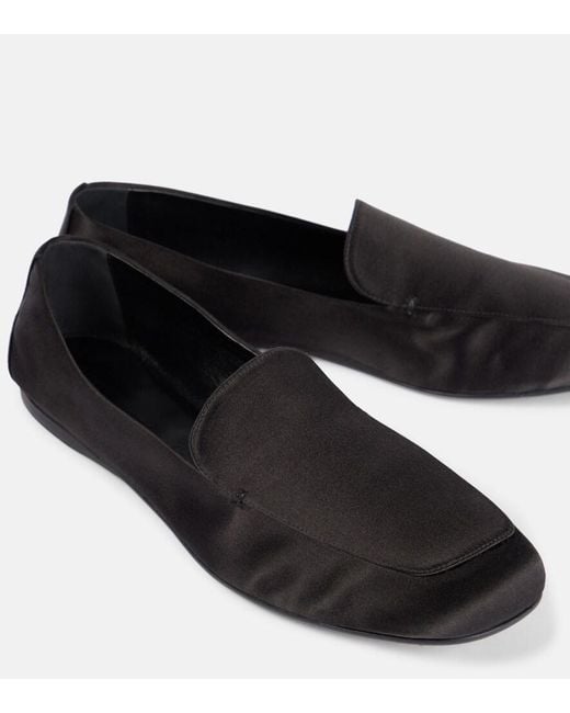 Khaite Black Monroe Satin Loafers