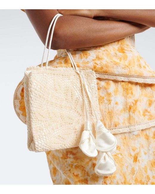 Magda Butrym White Julia Crochet Top-Handle Bag