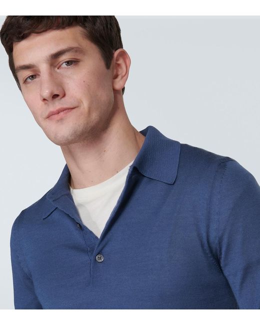 Tom Ford Blue Cashmere And Silk Polo Sweater for men