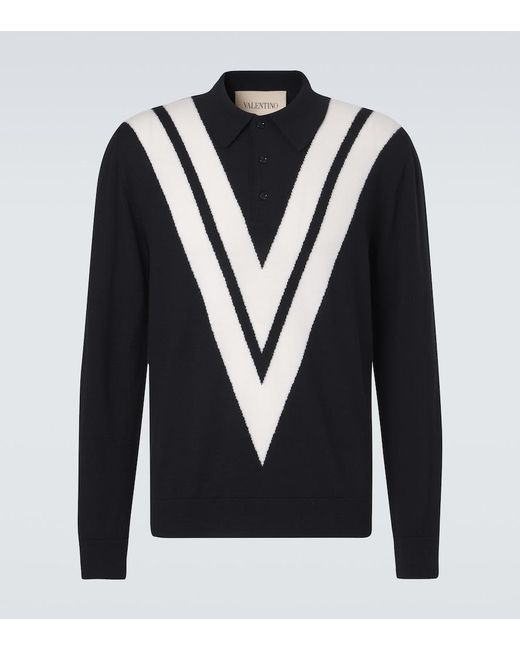 Valentino Blue Virgin Wool Polo Sweater for men