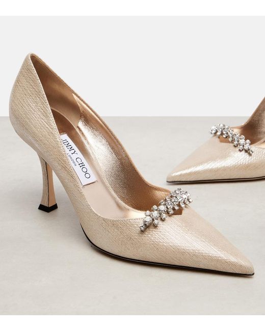 Jimmy Choo Natural Belinda 90 Metallic Leather Pumps