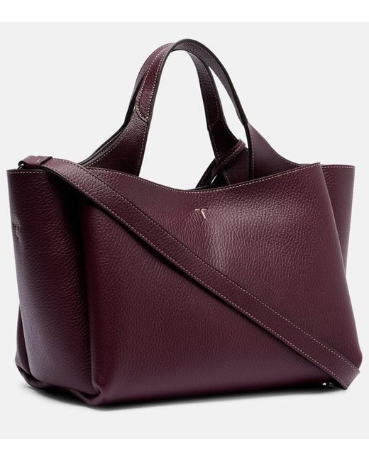 Tod's Purple T Timeless Mini Leather Tote Bag