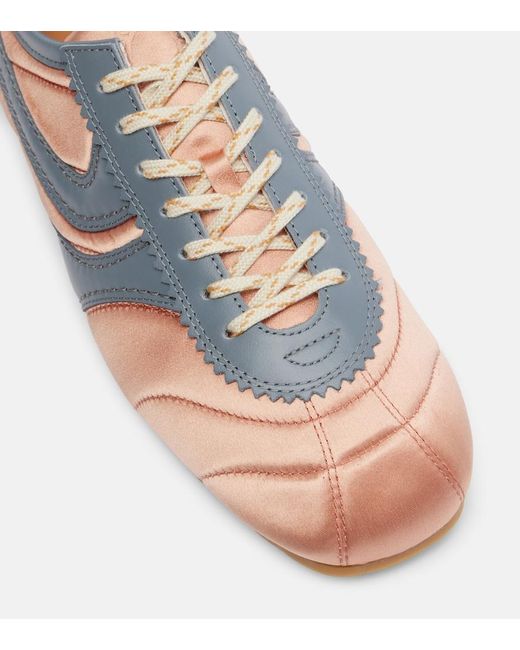 Dries Van Noten Blue Leather-Trimmed Satin Sneakers