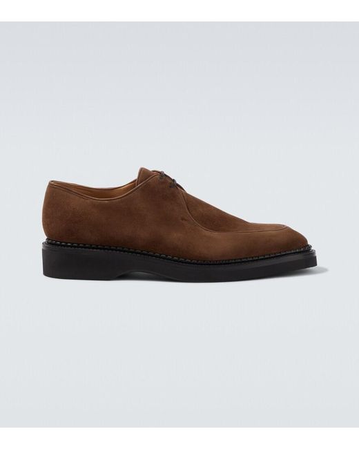 John Lobb Brown Ted Suede Oxford Shoes for men
