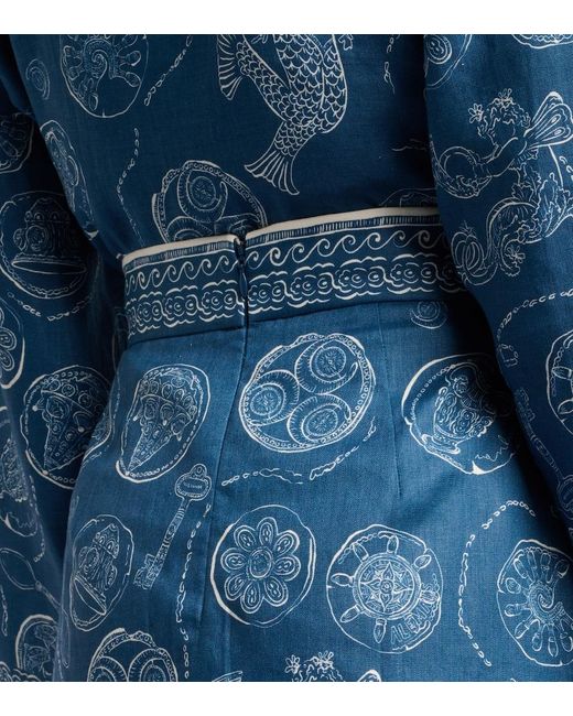 ALÉMAIS Blue Lucky Printed Linen Miniskirt