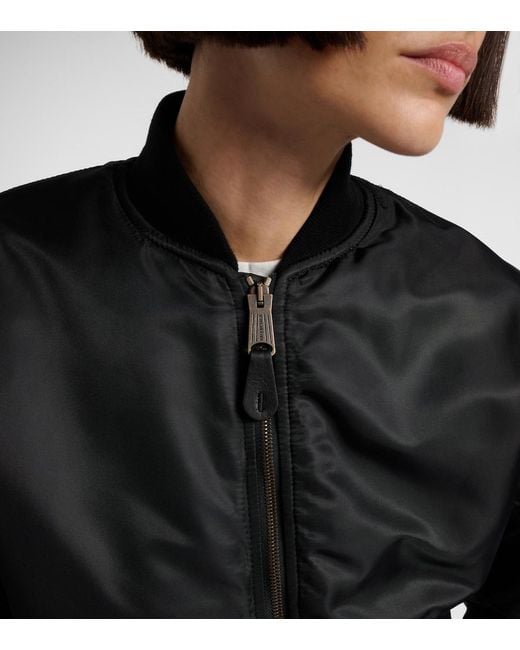 Balenciaga Black Standard Technical Satin Bomber Jacket