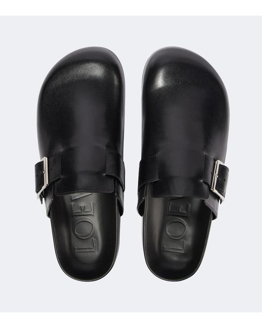 Loewe Black Ease Buckle Leather Mules for men
