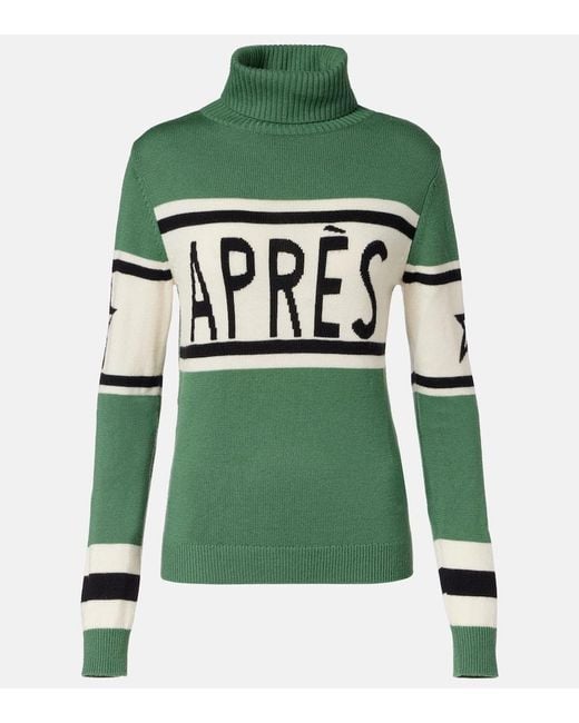 Perfect Moment Green Schild Wool Turtleneck Sweater
