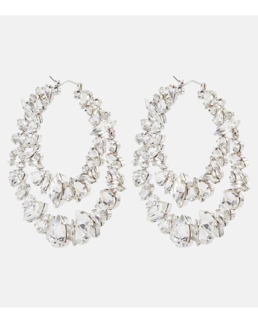 Saint Laurent Metallic Crystal-embellished Hoop Earrings