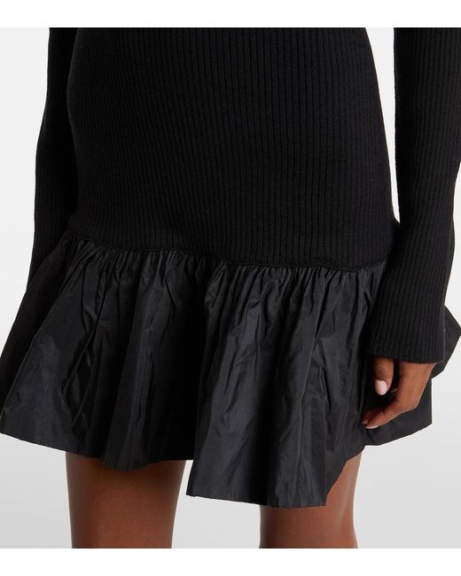 Patou Black Ruffled Wool Minidress
