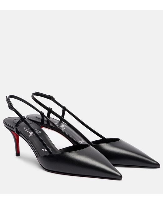 Christian Louboutin Black Miss Z Sling 60 Leather Slingback Pumps
